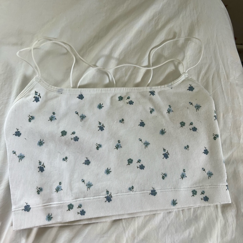 Cropped tank top white and floral